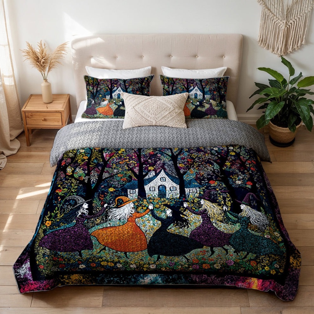 Colorful Witch Dance twin quilt - Picture 2 of 5